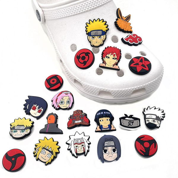 20 kpl Naruto Shoe Decor Koristeet Lapsille Aikuisille Crocs Kengät Tee itse asusteet