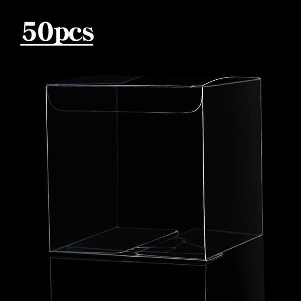 50 st Klar Plastaskar för Presenter PVC Förpackningsask Presentförpackning Transparent Ask Bröllopspresentask