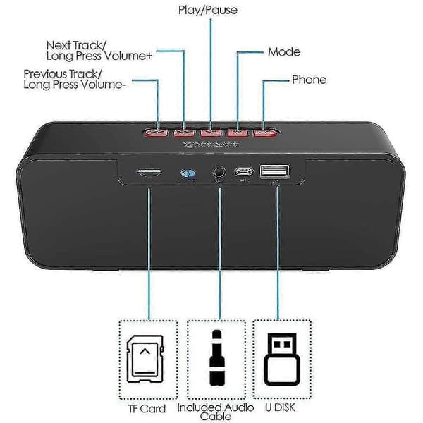 Bærbar trådløs Bluetooth-høyttaler for utendørs bruk (rød)
