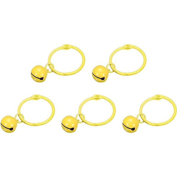 5 stk Nøgleringe med klokker, gul dia Christmas Jingle Bell Pet Bells Rustfrit stål nøglering til gør-det-selv-håndværk, fest, tasker vedhæng