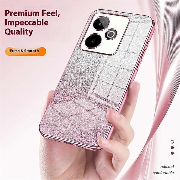 Kompatibelt deksel for Realme GT 7 5G, galvanisert gradient-glitter TPU-telefondeksel Silver