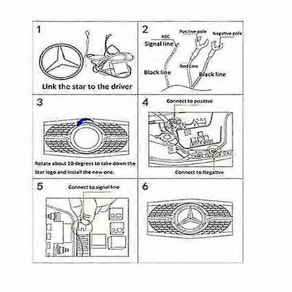 Bil Front Grill LED Emblem Lys Til Bz Belyst Logo Stjerne Mærke W12610143