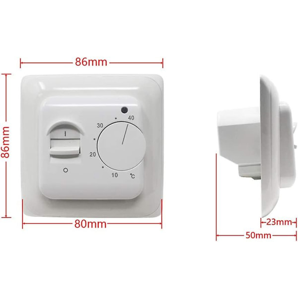 Manuell elektrisk golvvärmetermostat med Ac 220v 16a sond, mekanisk golvvärme termostatkontroller