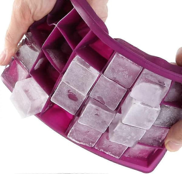 Silikonisform med 24 fack och lock, isbitsform, lila*2