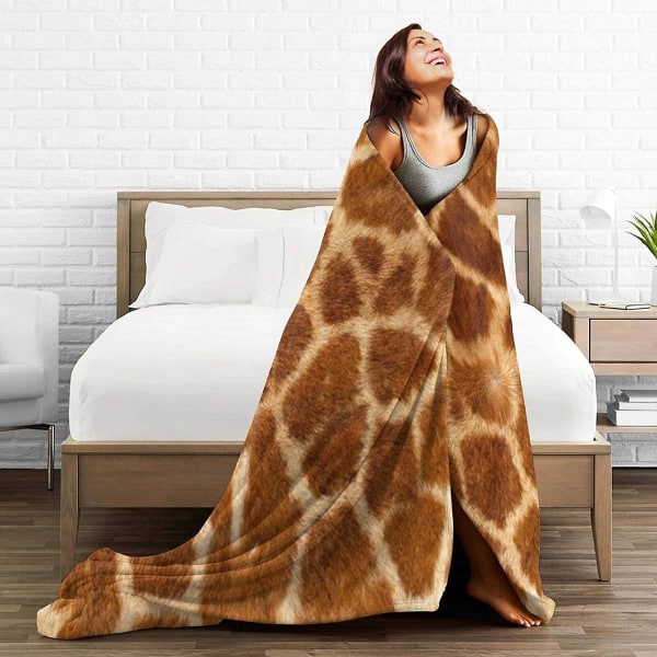Plysj flanelltepper - Giraffe Texture Throw Fleece-teppe - Ultra Softffy Quilt For Sofadekor på soverommet Alle årstider 60x50in 150x125cm