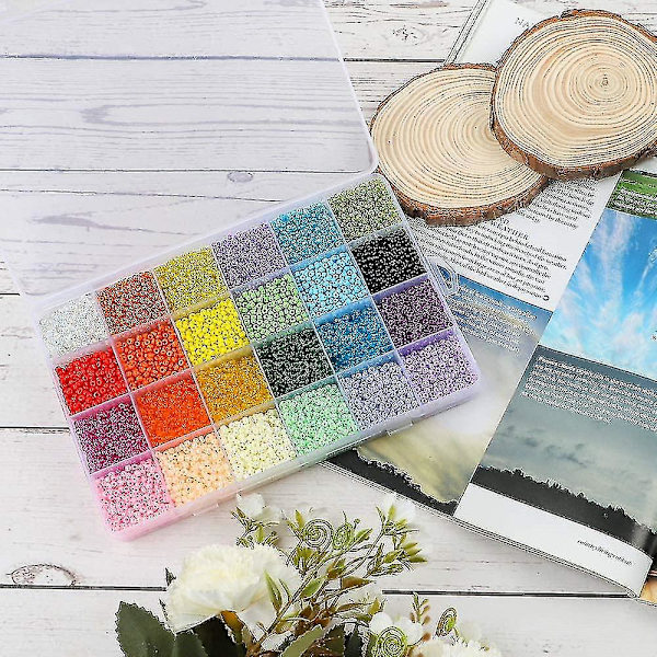 Glaspärlor 24 färger Små pärlor Kit Armband Pärlor för smyckestillverkning 4MM 5000Pcs