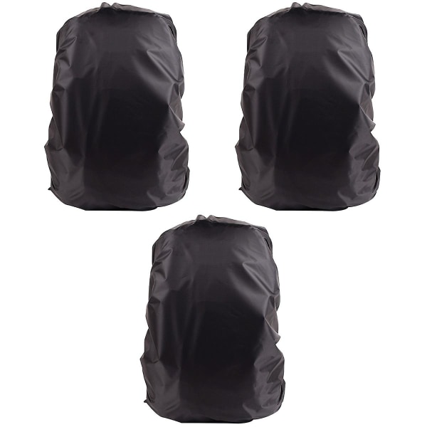 3 stk Unisex rygsæk regnbetræk udendørs rejse skuldertaske rygsæk regnfrakke mud guard vandtæt støvbetræk til campingvandring (sort/m)