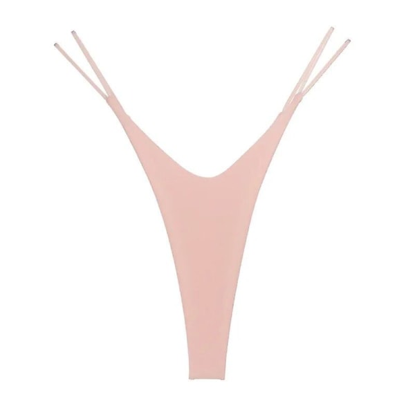Nya sexiga högsplittrade stringtrosor bomull dam dubbel bikinistil Europeiska och amerikanska underkläder med tunt bälte Pink L50-60kg