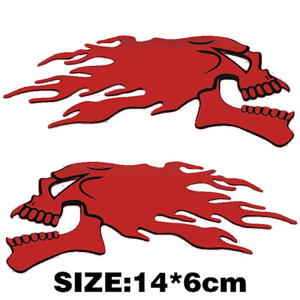 Fasp 2 kpl/pari Silver Fire 3D Ghost Skull Head Auto Moottoripyörän Auton tarra-tunnukset - Tarrat &amp; Tarrat Red