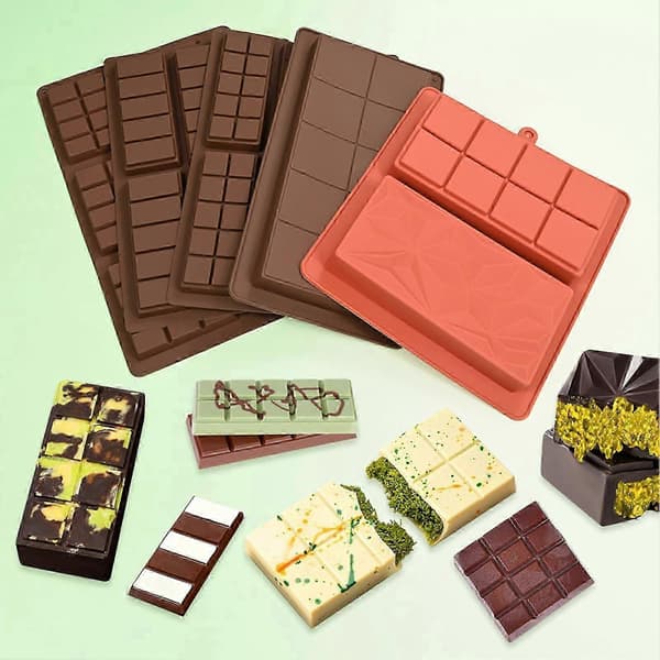 Stor silikone chokoladeform til fyldte chokoladebarer - Nød D