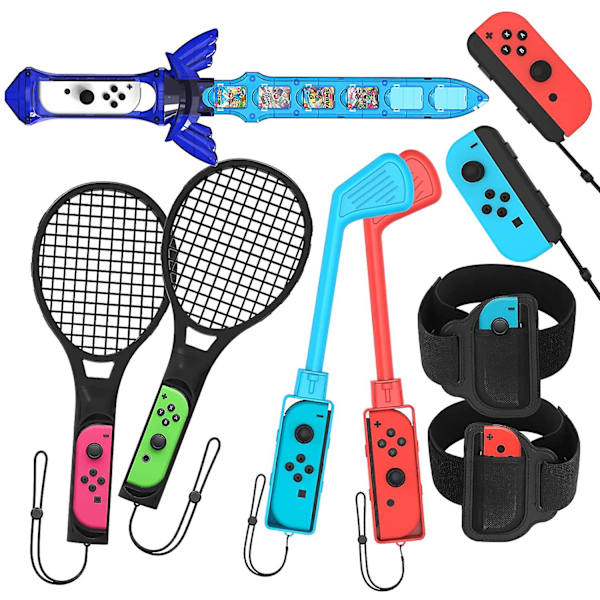 Switch Sports Game Tillbehör, 9 i 1 Sport Kit Kompatibel med Switch/Switch Oled