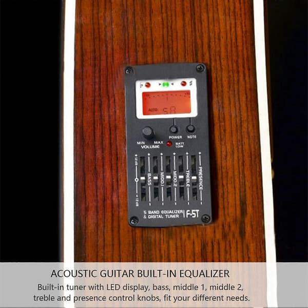 F?5T 5-bands EQ Equalizer Pickup Tuner för Akustisk Gitarr Musikinstrument Tillbehörssats