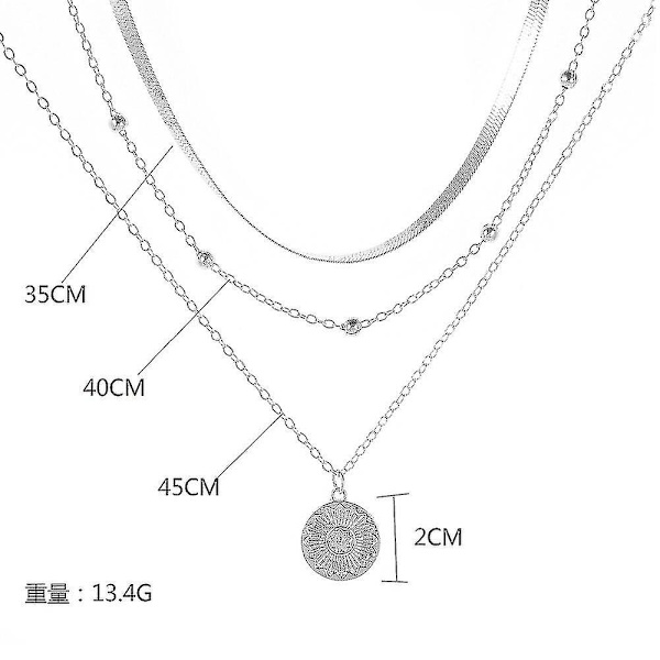Silver Multi Layer Lotus Hängsmycke Halsband