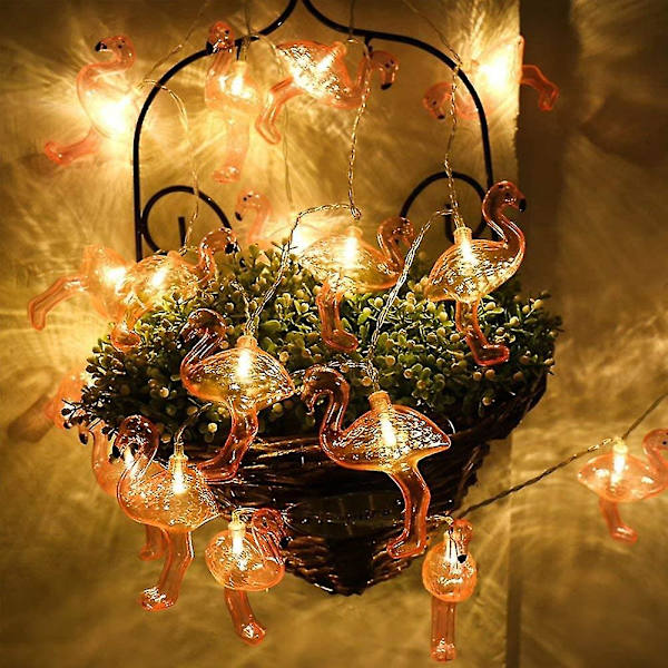 Wabjtam Pink Flamingo Lights, Utomhus Led String Lights 3m Set med 20 Led Batteridrivna Flamingo Fairy Lights Tropiskt tema String Light For Weddi