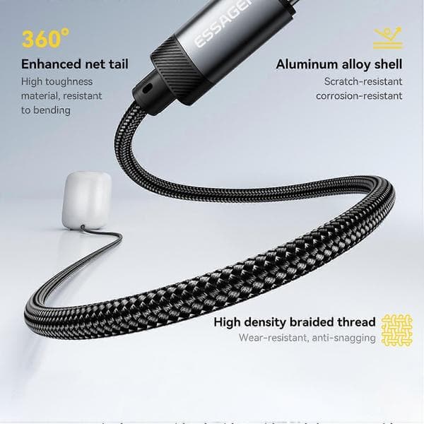 ESSAGER ES-YP22 USB-A han til 3,5 mm han lydadapterkabel til Apple/Android hovedtelefoner