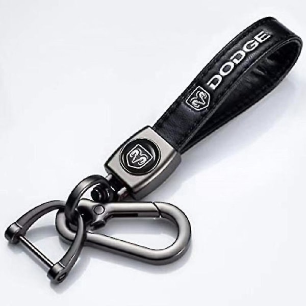 Læder nøglering krog nøgle vedhæng med bilmærke logo fjederspænde & ring kompatibel med hovedbil splinterny DODGE