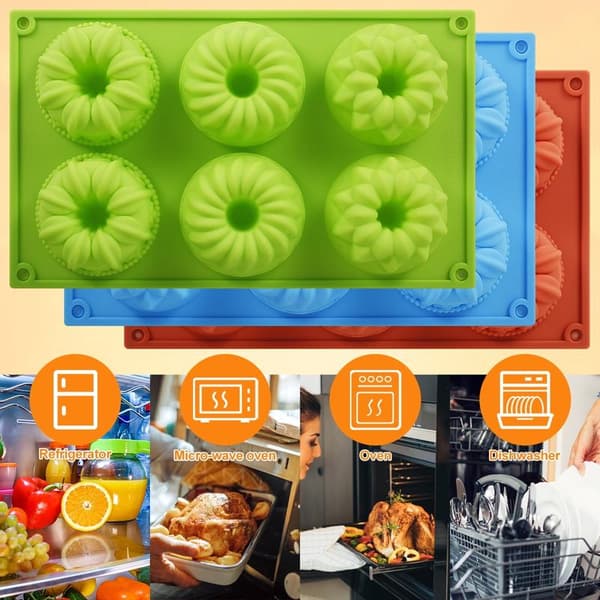 Silikonkaksform med 6 hål, 3-pack, Färg