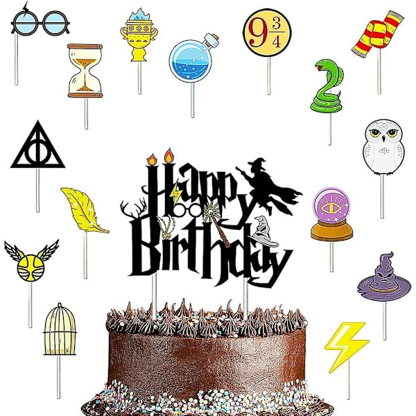 16-osainen syntymäpäiväkakun koristesarja Wizard-aiheiset kakkukoristeet Jälkiruokien koristelu (santanxing)