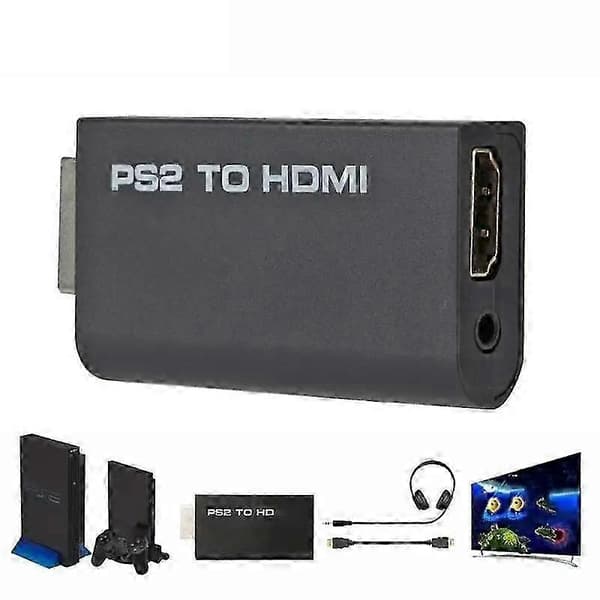 PS2 till HDMI-omvandlaradapter med 3,5 mm ljudkabel stöder PC alla PS2 480i 480p 576i visningslägen - Yvan