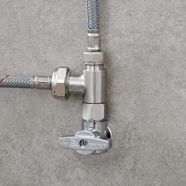 3-vejs 3/8" og 1/2" 3-vejs adapter T-stik i rustfrit stål 3/8" vandledning T-fitting børstet nikkel