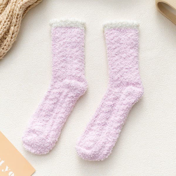 5 par dame vinter varm myk fluffy seng sokker lounge Random