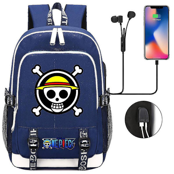 Teini-ikäisten perus- ja yläkoululaukku - yksiosainen printed USB koulureppu miehille ja naisille - casual matkareppu 2