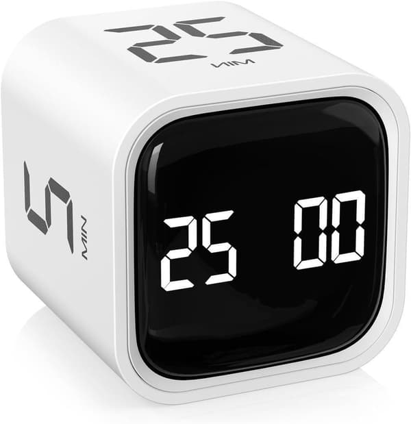 Pomodoro Timer 25/5/10 Min Desktop Timer Vibration Lydstyrke Justerbart Produktivitetsur White