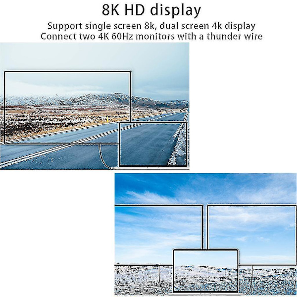 Kannettavan tietokoneen Thunderbolt 4 Type C -kaapeli 40gbps vakaa tiedonsiirtojohto Pd 100w 1.5m