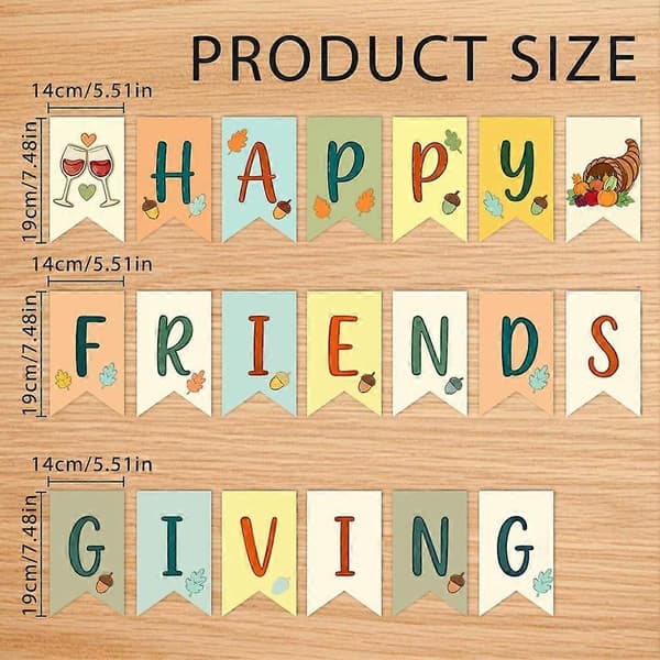 Friendsgiving Banner Papirgirlander Enkel Montering Høstdekor