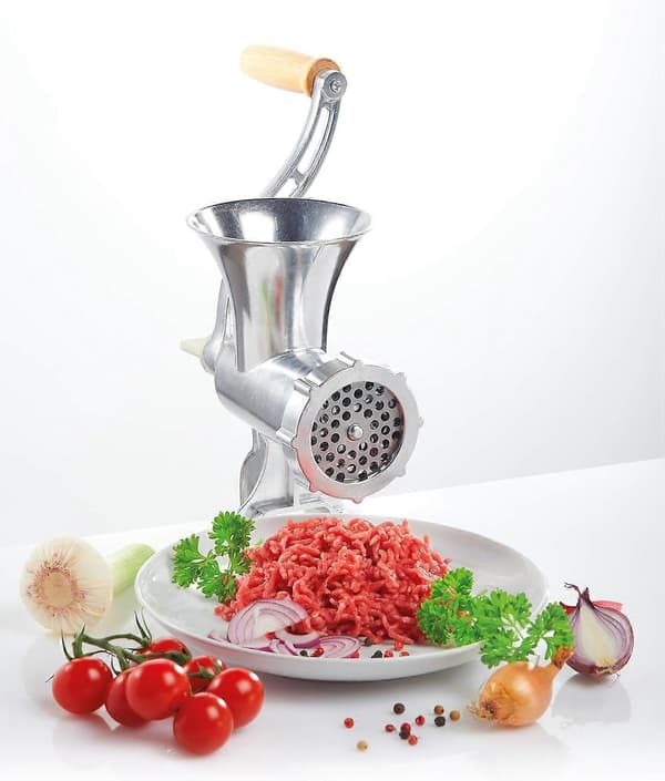 GSW 588423 Kødhakker Aluminium Størrelse Nr. 8 med Pasta-tilbehør og Støder