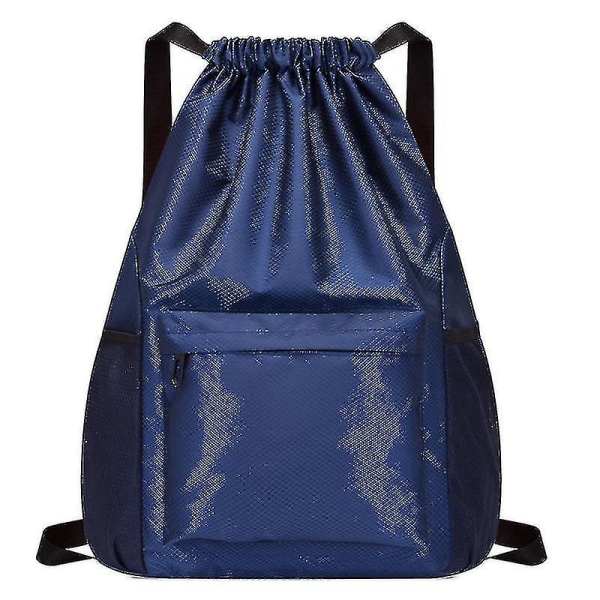 1-delad lättvikts-sportväska med dragsko - Cord-ryggsäck, vattentät nylon för gym, sport, yoga och shopping (liten, mörkblå)