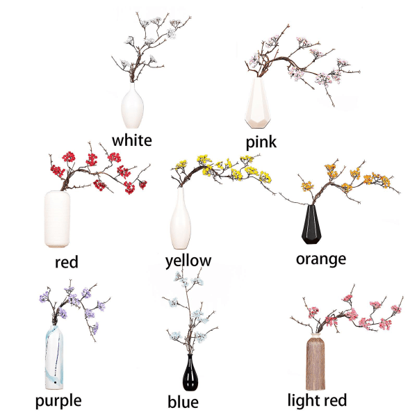 (Ingen vas)Konstgjorda körsbärsblommor Rottinggrenar Heminredning 87 cm Simulering DIY-buketter Att göra falska växter White