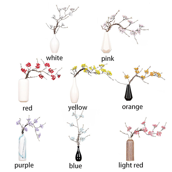 (Ingen vas)Konstgjorda körsbärsblommor Rottinggrenar Heminredning 87 cm Simulering DIY-buketter Att göra falska växter White