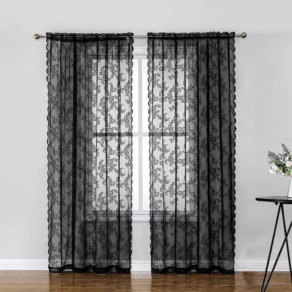 INF Sorte blondegardiner 2 stk Sort Sort Svart 100 x 200 cm
