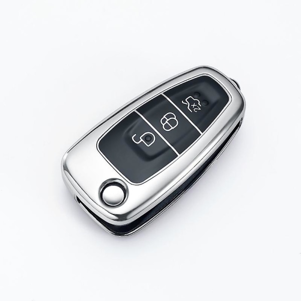 Auton kokoontaittuva case cover Avaimenperä Ford Focus C Max S Max Galaxy Mondeo Ranger Transit Tourneo Custom Tpu Protector| | silver