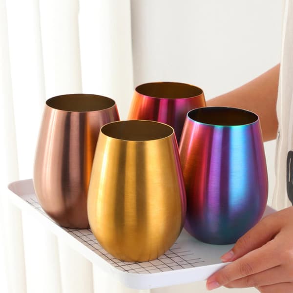 Farfi 304 Rustfritt Stål Vinglass Kaffe Drikke Øl Drikkekar Vannkopp Multicolor