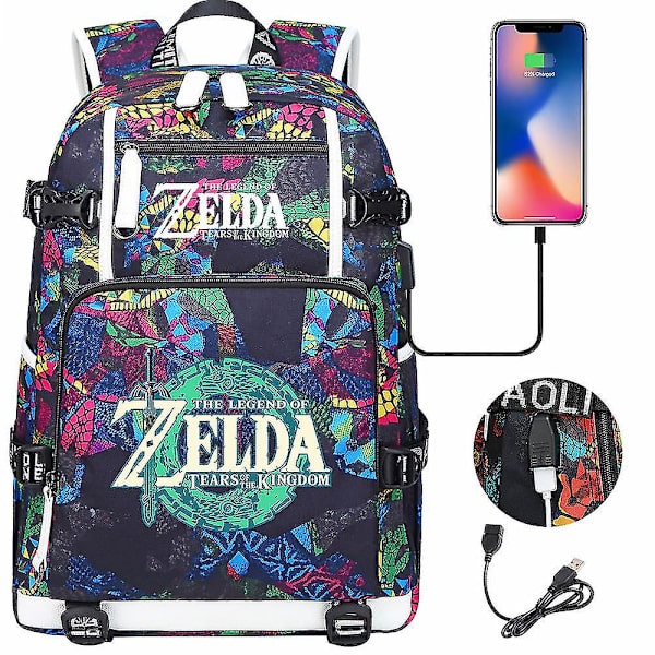 Breath Of The Wild Fans: Eye Game USB ryggsäck för Cosplay, Skola, Resor - Unisex Travel Laptop-väskor, Student Skolväska, Computer Resväska 2