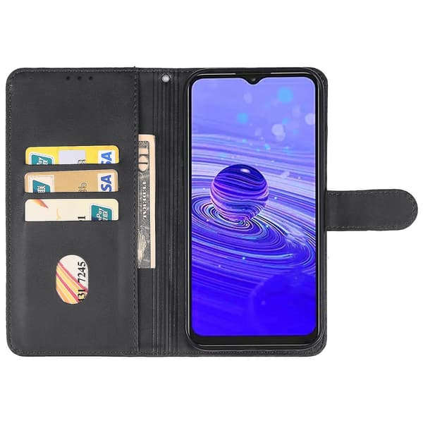 För Tcl 40 R 5g Läder Telefonfodral Black