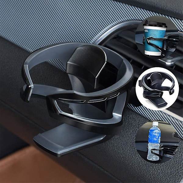 Säädettävä auton tuuletusaukkokuppikiinnitys Universal Drink Clip-on -pidike Virvoitusjuomavesi Kahvipulloteline (musta) - Juomatelineet Black