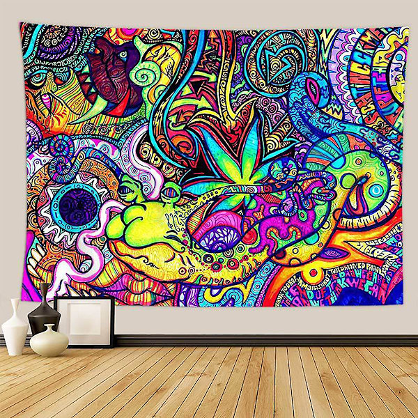 Psykedeelinen kuvakudos Trippy Abstrakti Peitto riippuva kodin seinäkoristelu 150x130cm