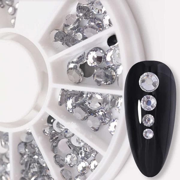 Nageldekor Strass 4-storlekar Kristaller - Silver Klar silver