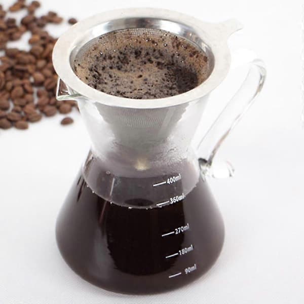 Kaffefilter i rustfrit stål Multifunktionelt dobbeltlagsfilter tragt Genanvendeligt kaffebrygningsværktøj Medium