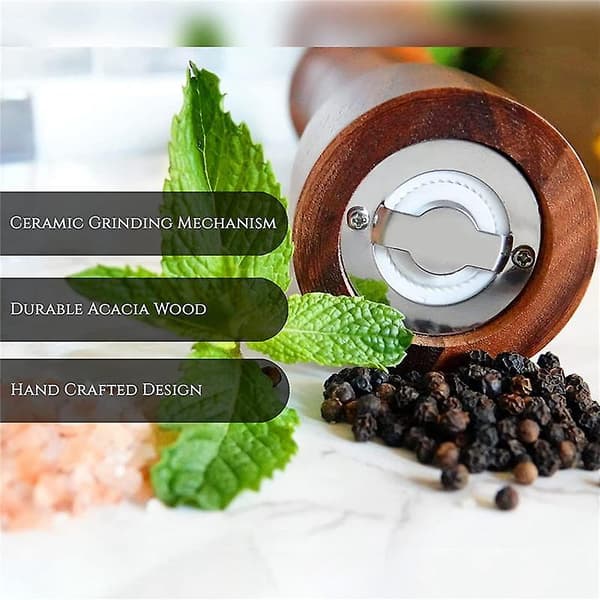 Salt- och pepparkvarnset - Premium träkvarnar 20 cm 2 st