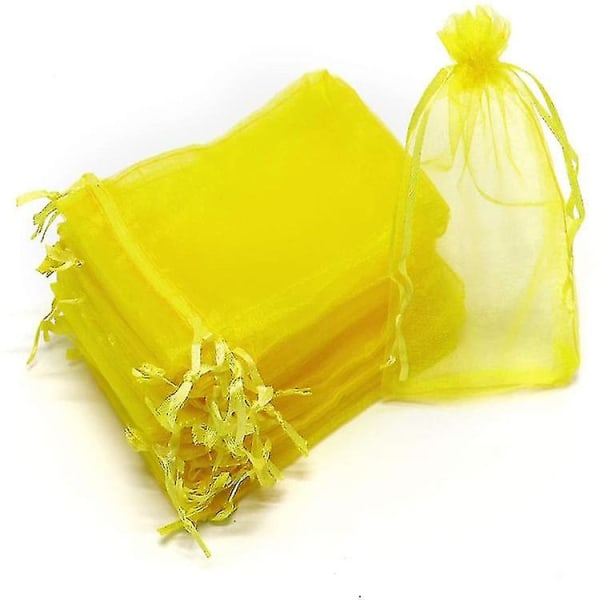 Bunch Protection Bag Grape Fruit Organza Taske med snøre giver total beskyttelse Yellow(100PCS) 20x30CM