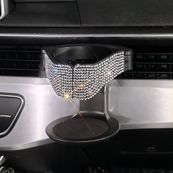 Ilmanvaihtoaukko Juomaalustan Kahvipulloteline CAN Juoma Tuhkakuppi Kiinnitysteline Autotarvikkeet Girly Glitter Automukinpidike| | White