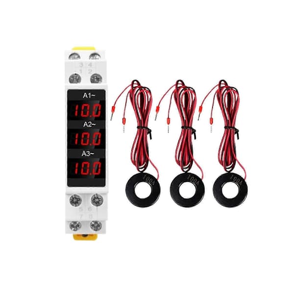 AC 80-500V DIN-skinne AC Amperemeter Spenningsstrømmåler 1-100A Digitalt Display js Walkbee A B