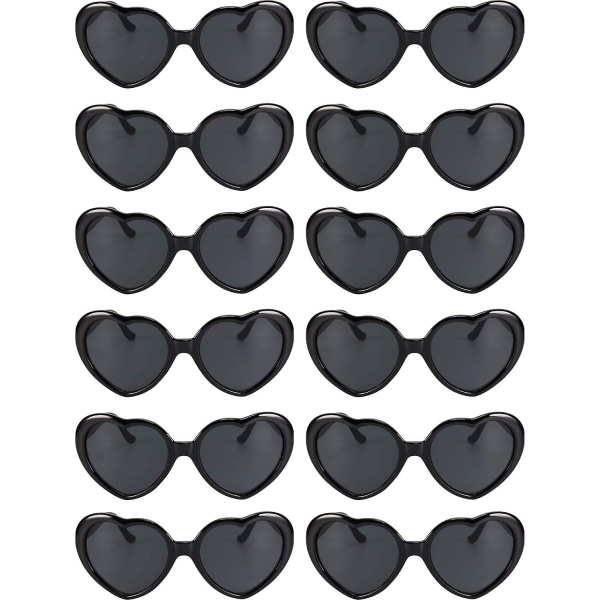 12 stycken neonfärger hjärtformade solglasögon för kvinnor festfavoriter och festivaler Black