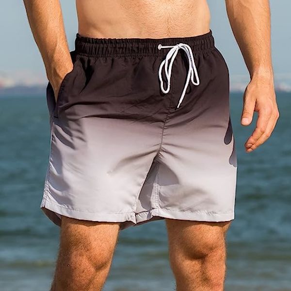 Herrbadbyxor korta badkläder med meshfoder badshorts