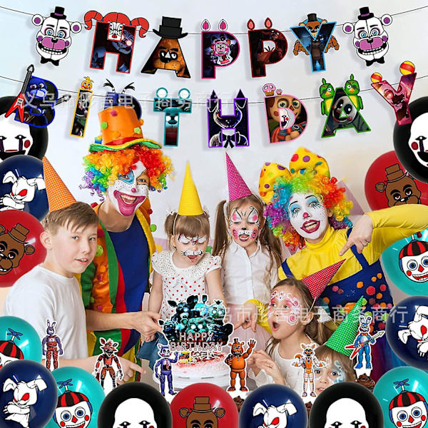 Fnaf Freddy Game Juhlakoristeilmapallot Midnight Bear Syntymäpäiväbanneri Kakun koristelukortti Cake small flags*24 pcs