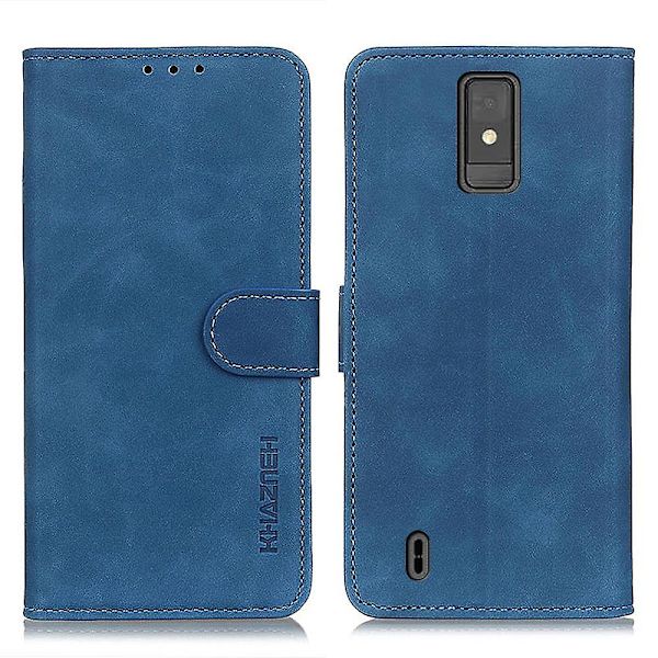 För ZTE Blade A32 Retro Texture Phone case PU Läder Plånboksställ Anti-dropp cover Blue